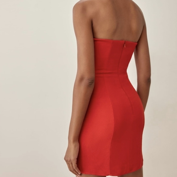 Reformation Neve Strapless Mini Dress Red 8 NWT - Picture 3 of 11